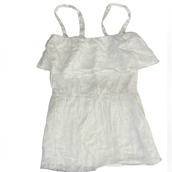 Reformation 100% Linen Ruffled Tie Back Top White Medium - Picture 2 of 12